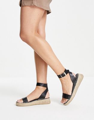 South Beach two part espadrille sandals in black