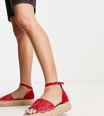 South Beach woven flatform espadrille sandals in red