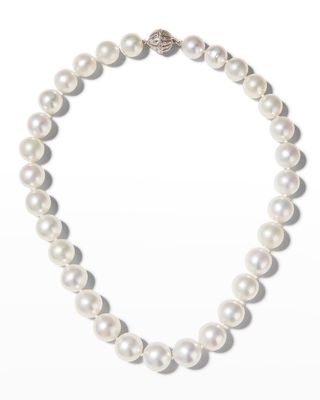 South Sea Pearl Necklace with Diamond Ball Clasp, 18"