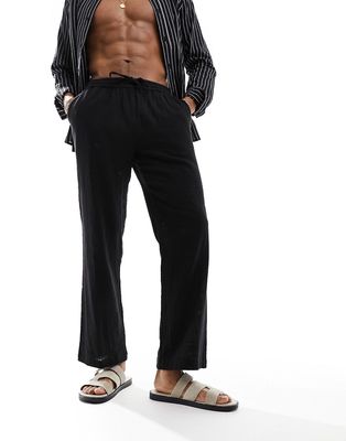 Southbeach beach pants in textured weave-Black
