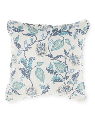 Spa Bird Floral Pillow, 22"Sq.