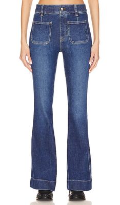SPANX Flare Jeans With Patch Pockets in Blue