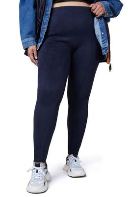 SPANX High Waist Faux Suede Leggings in Classic Navy
