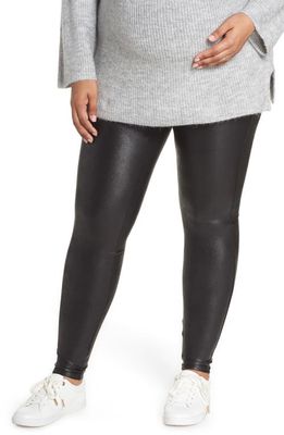 SPANX Mama Faux Leather Maternity Leggings in Very Black