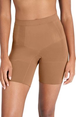 SPANX OnCore Mid Thigh Shorts in Naked 3.0