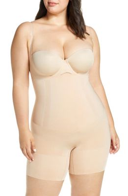 SPANX OnCore Open-Bust Mid-Thigh Bodysuit in Soft Nude