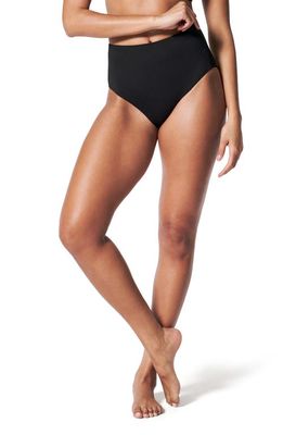 SPANX Piqué High Waist Shaping Bikini Bottoms in Very Black