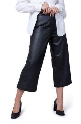 SPANX Pull-On Faux Leather Culottes in Luxe Black