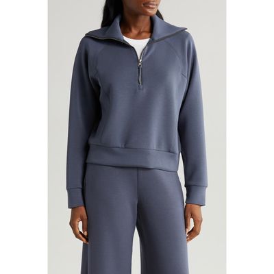 SPANX® AirEssentials Half Zip Sweatshirt in Dark Storm 