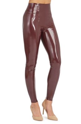 SPANX® Faux Patent Leather Leggings in Ruby