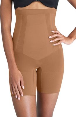 SPANX® OnCore High Waist Mid-Thigh Shorts in Naked 3.0