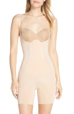 SPANX® OnCore Open Bust Mid Thigh Shaper Bodysuit in Soft Nude