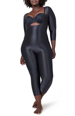 SPANX® Suit Your Fancy Three Quarter Sleeve Open Bust Catsuit in Very Black
