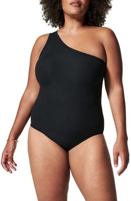 SPANX Ribbed One-Shoulder Bodysuit in Classic Black