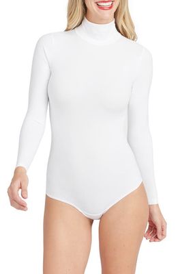 SPANX Suit Yourself Long Sleeve Mock Neck Bodysuit in White
