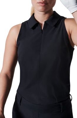 SPANX Sunshine Sleeveless Quarter Zip Golf Top in Very Black