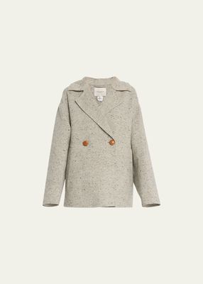 Speckled Double-Breasted Wool Coat