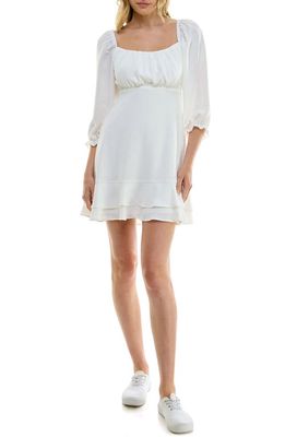 Speechless Ruffle Square Neck Minidress in White Jm 