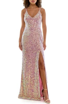 Speechless Sequin Gown in Mauve/Irridescent