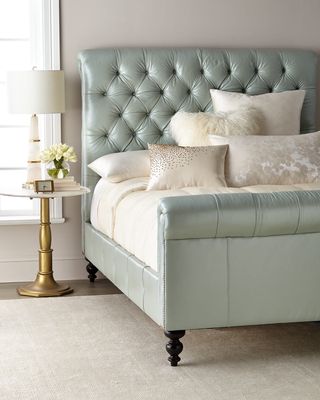 Spence Hand-Tufted Leather Queen Bed