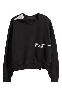 SPENCER BADU SB Side Graphic Cotton Fleece Sweatshirt in Black