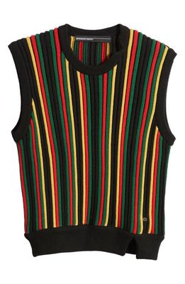 SPENCER BADU Stripe Wool Sweater Vest in Black Multi