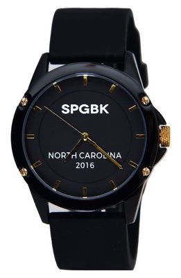 SPGBK Watches Cumberland Silicone Strap Watch, 42mm in Black/Gold 