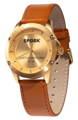 SPGBK Watches Ferguson Leather Strap Watch, 44mm in Gold 