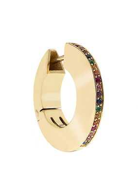 Spin Me Round 14K Yellow Gold & Rainbow Sapphire Single Hoop Earring