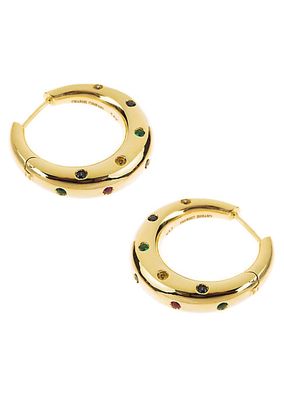 Spin Me Round 14K Yellow Gold & Sapphire Hoop Earrings