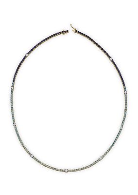 Spin Me Round 14K Yellow Gold, Sapphire, & 0.9 TCW Diamond Tennis Necklace