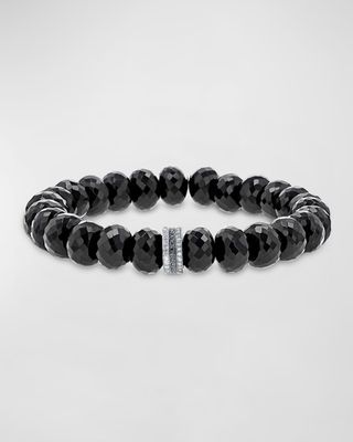 Spinel Beaded Bracelet with Black and White Diamonds