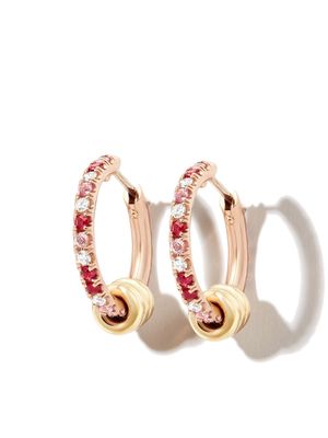 Spinelli Kilcollin 18kt rose and yellow gold ruby and diamond hoop earrings - Pink
