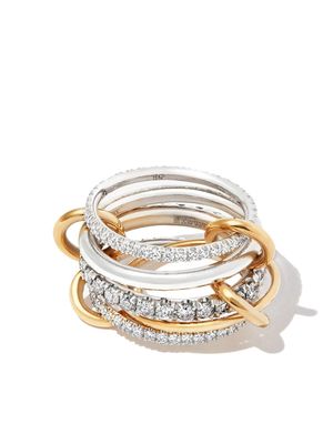 Spinelli Kilcollin 18kt yellow gold and sterling silver Aquarius grey and white diamond ring
