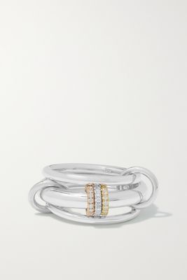 Spinelli Kilcollin - Gemini Set Of Three 18-karat White, Yellow And Rose Gold Diamond Rings - White gold