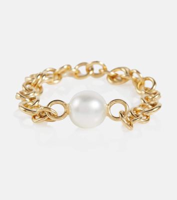 Spinelli Kilcollin Gravity 18kt gold chain ring with akoya pearl