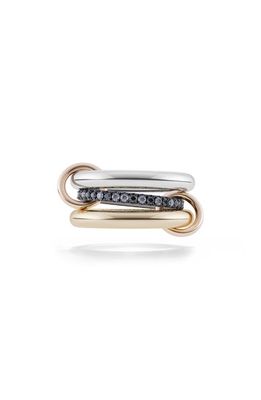 Spinelli Kilcollin Libra MX Linked Pavé Diamond Rings in Yellow Gold/Silver