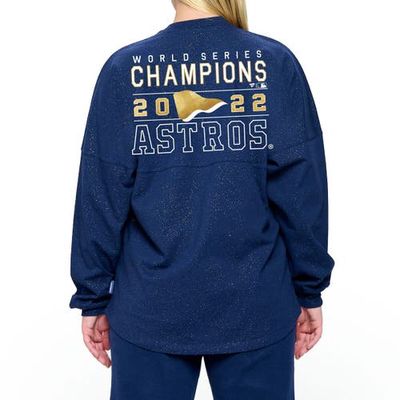 SPIRIT JERSEY Women's Navy Houston Astros 2022 World Series Champions Sparkle Long Sleeve T-Shirt
