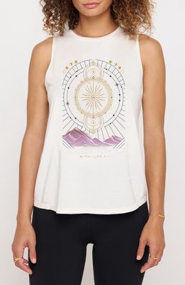 Spiritual Gangster Abundance Jade Cotton & Modal Graphic Muscle Tank in White