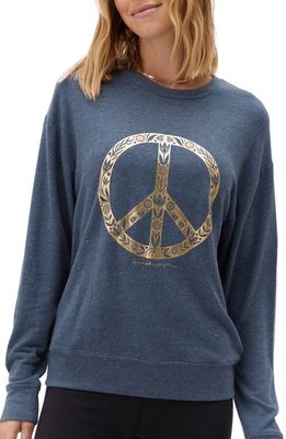 Spiritual Gangster Choose Joy Savasana Graphic Sweatshirt in Heather Deep Sea Blue