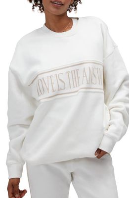 Spiritual Gangster Love Cotton Crewneck Sweatshirt in Stone