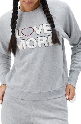 Spiritual Gangster Love More Bouclé Graphic Cotton Sweatshirt in Heather Grey