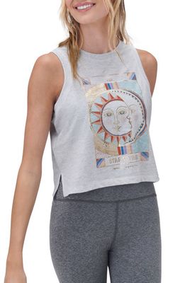 Spiritual Gangster Star Voyager Boxy Crop Graphic Tank in Cloud Heather Grey