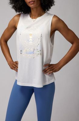 Spiritual Gangster Stars Jade Cotton Blend Muscle Tank in White