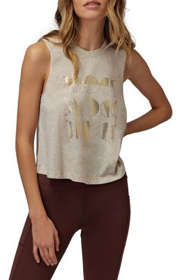 Spiritual Gangster The Universe Crop Graphic Tank in Heather Oatmeal