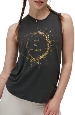 Spiritual Gangster Trust the Universe Graphic Muscle Tank in Vintage Black