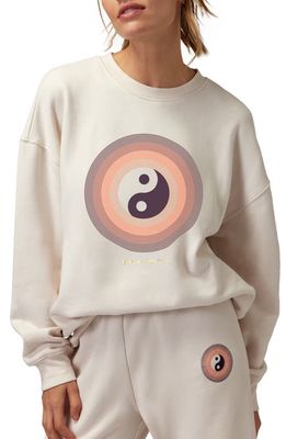 Spiritual Gangster Yin & Yang Relaxed Fit Cotton Sweatshirt in White Sand