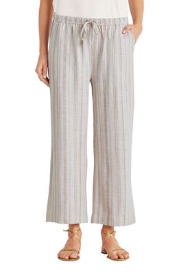 Splendid Angie Mixed Stripe Linen Blend Drawstring Pants in Fawn Yarn Dye
