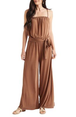 Splendid Arlo Sandwash Jersey Jumpsuit in Henna