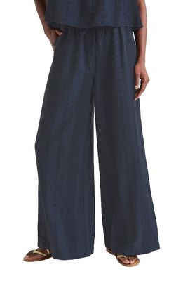 Splendid Aubrey Wide Leg Drawstring Cotton Pants in Navy